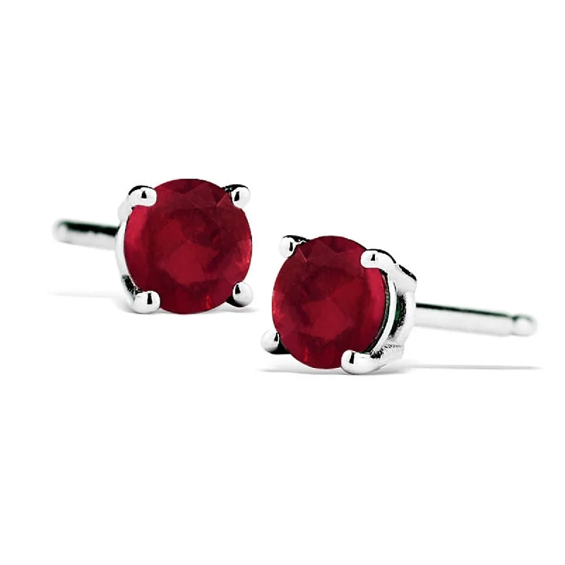 1/2 Carat TW Natural 4MM Ruby Stud Earrings in .925 Sterling Silver