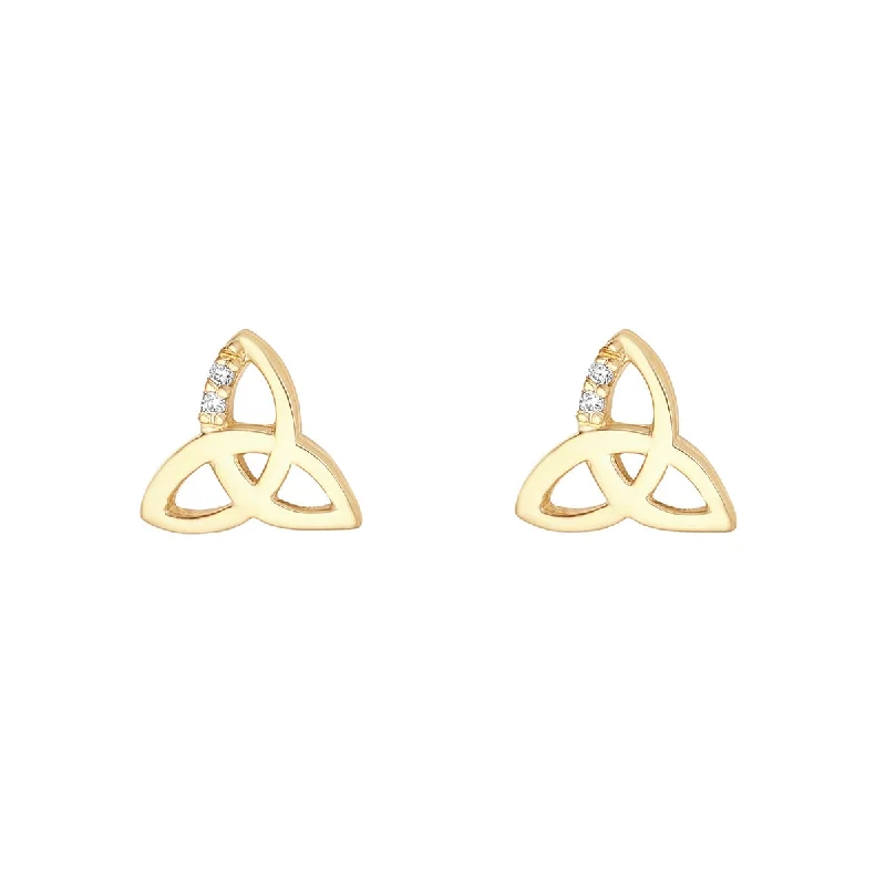 10K Gold Cz Trinity Knot Stud Earrings