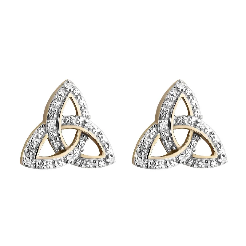 10K Diamond Set Trinity Knot Stud Earrings