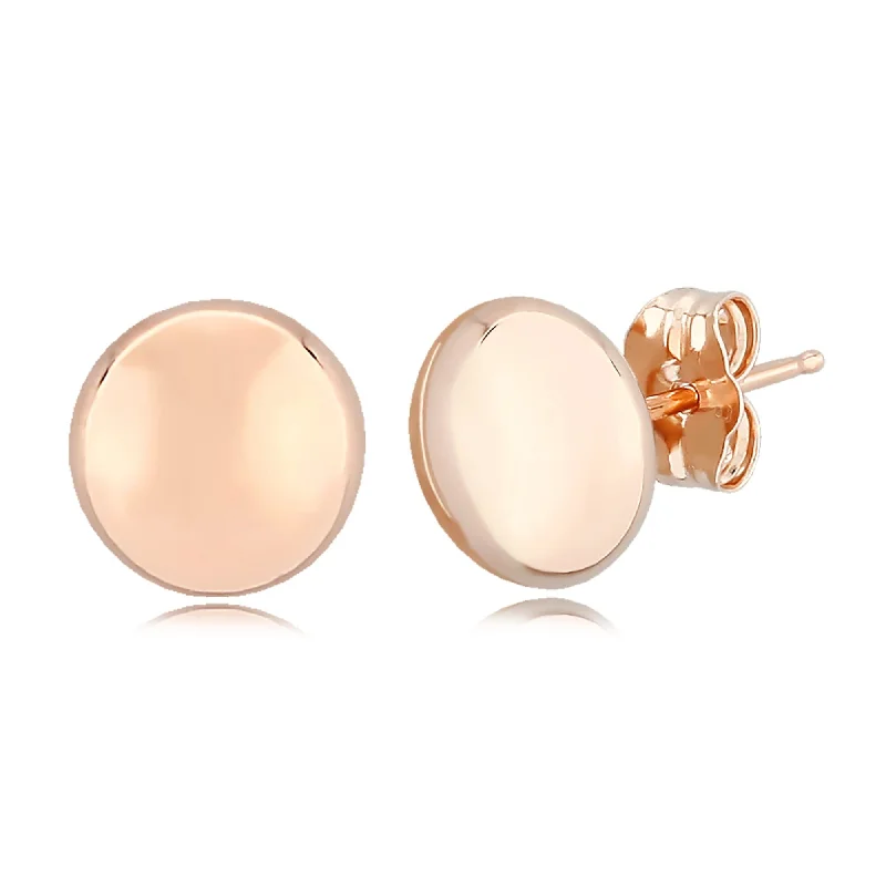 14K Rose Gold 8mm Flat Ball Stud Earrings