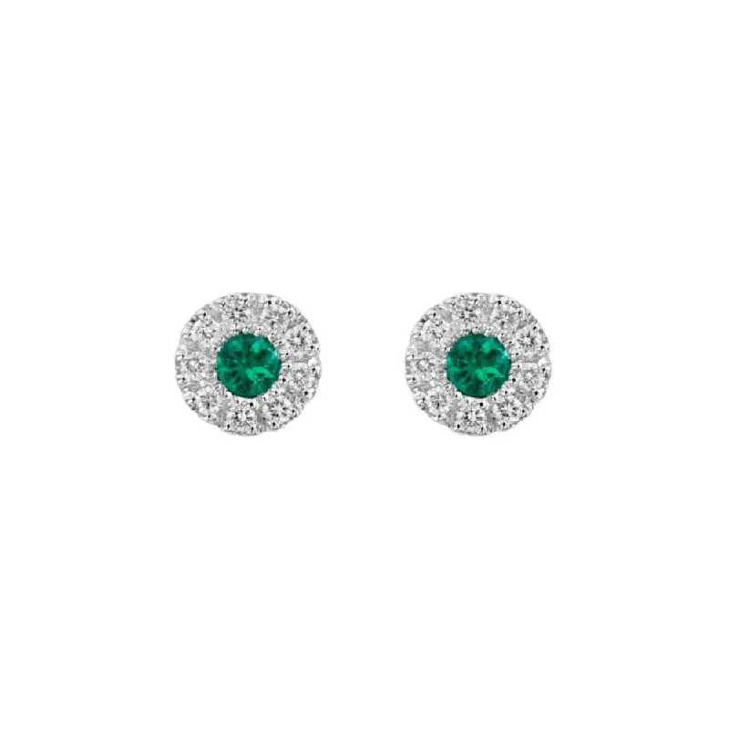 14k Emerald & Diamond Stud Earrings