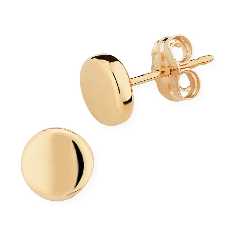 14k Gold 6mm Flat Round Stud Earrings