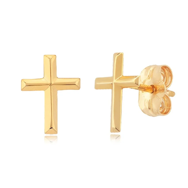 14k Gold Cross Stud Earrings