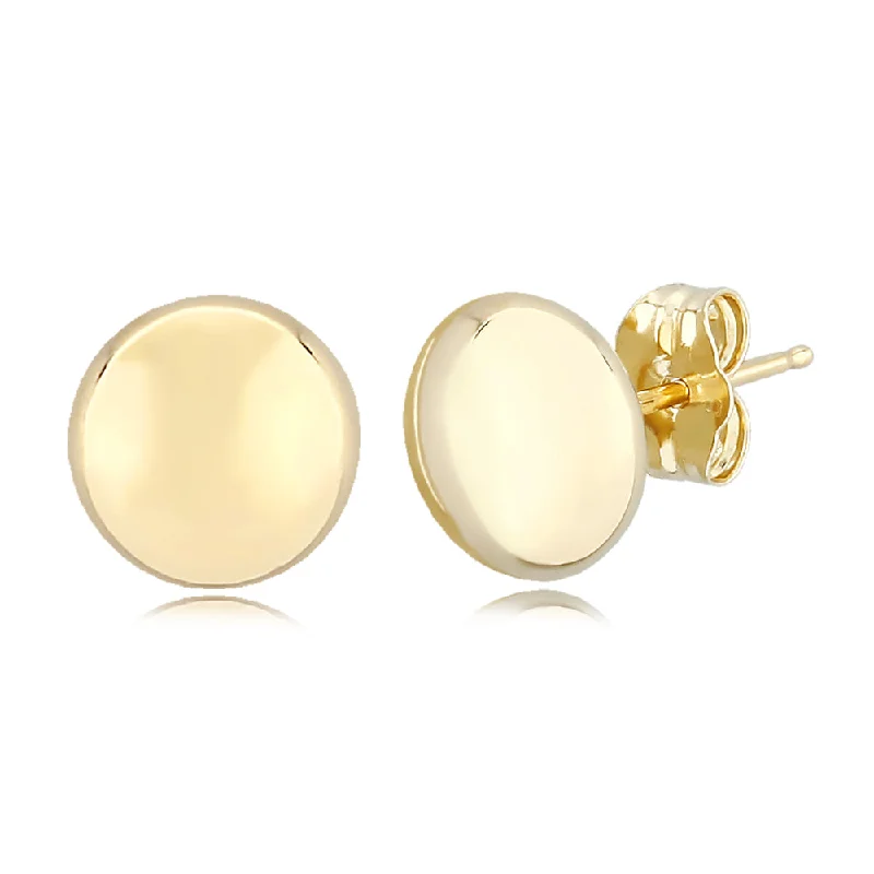 14k Gold Flat Button Stud Earrings