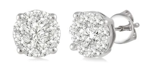 14K White Gold 0.15ctw Diamond Cluster Stud Earrings