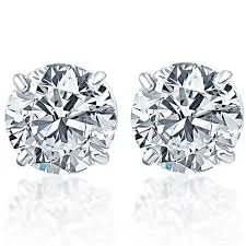 14K White Gold 0.33ctw Round Diamond Solitaire Stud Earrings