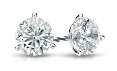 14K White Gold 0.40ctw Round Diamond Solitaire Stud Earrings