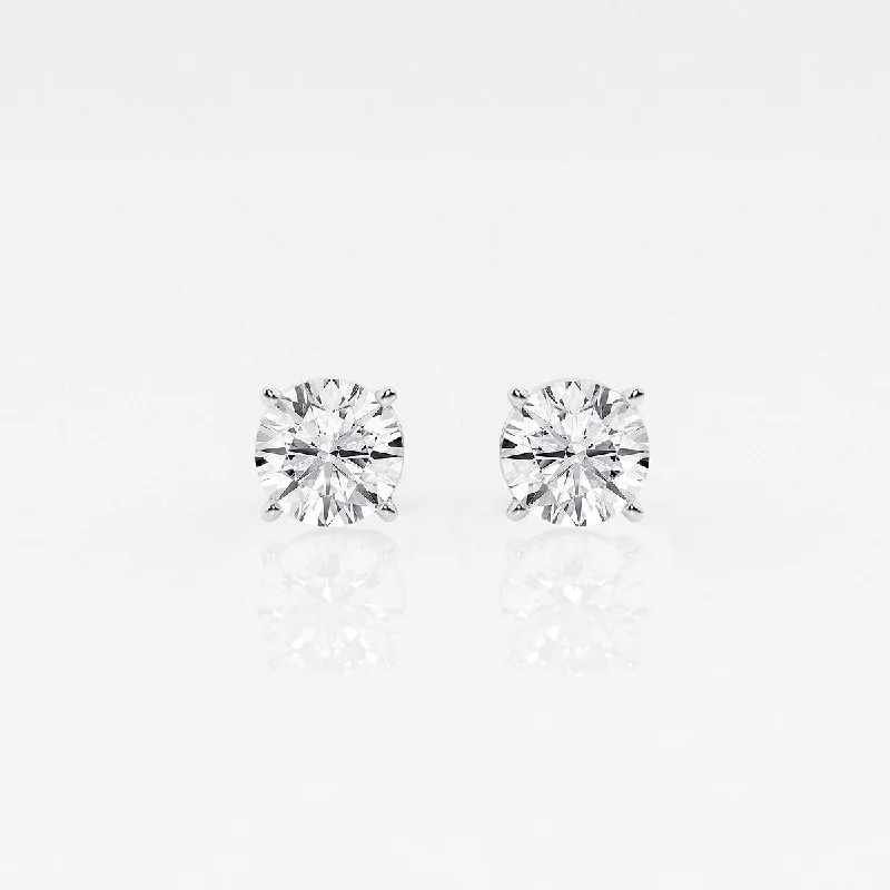 14K White Gold 0.56ctw Round Lab Diamond Solitaire Stud Earrings