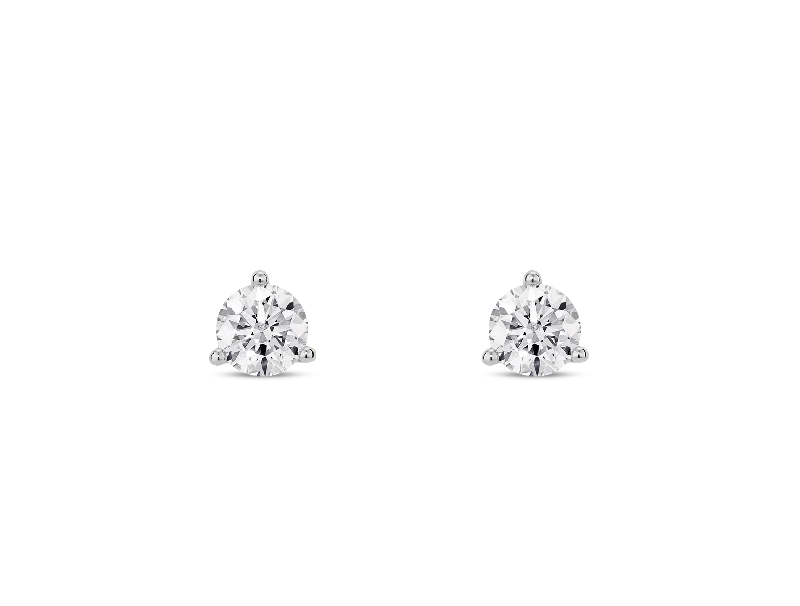 14K White Gold 0.60ctw Round Diamond Solitaire Stud Earrings