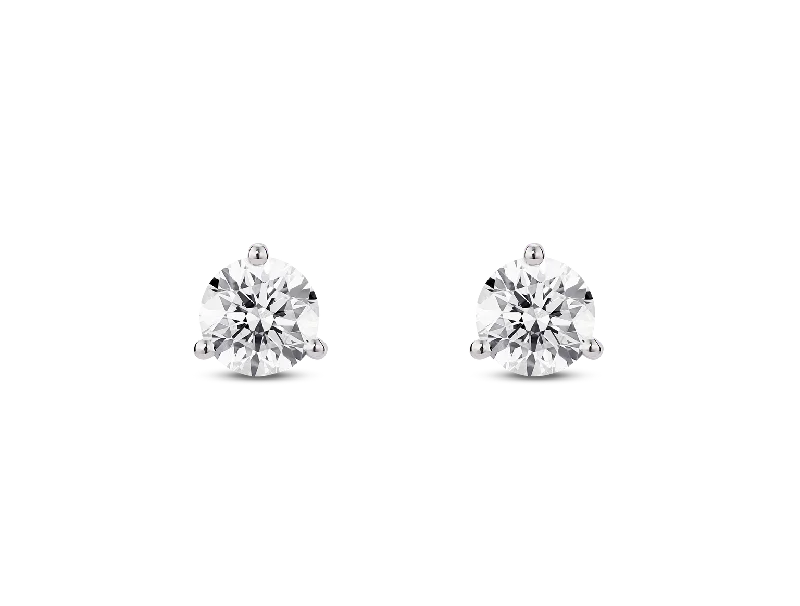 14K White Gold 0.78ctw Round Diamond Solitaire Stud Earrings