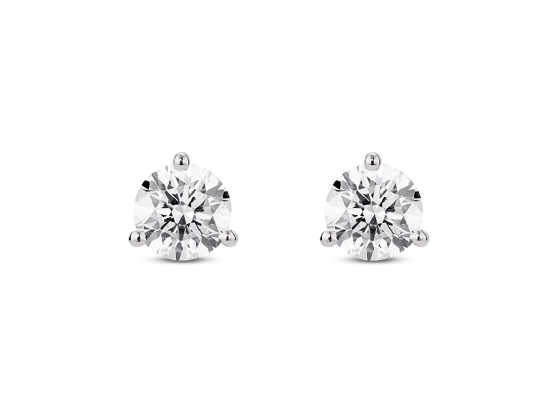 14K White Gold 1.03ctw Round Diamond Solitaire Stud Earrings