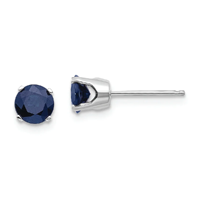 14k White Gold 5mm Sapphire Stud Earrings