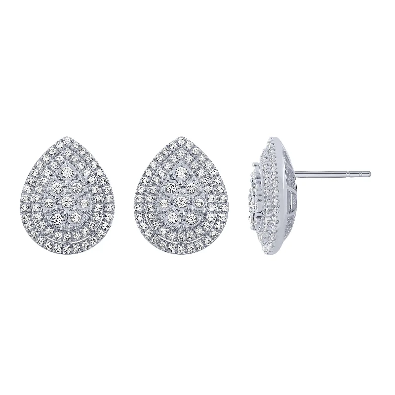 14K White Gold 2/3Ct Pear Shaped Stud Earrings