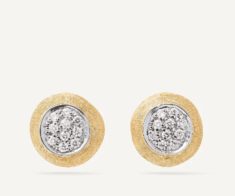 18K Yellow Gold Diamond Pavé Stud Earrings