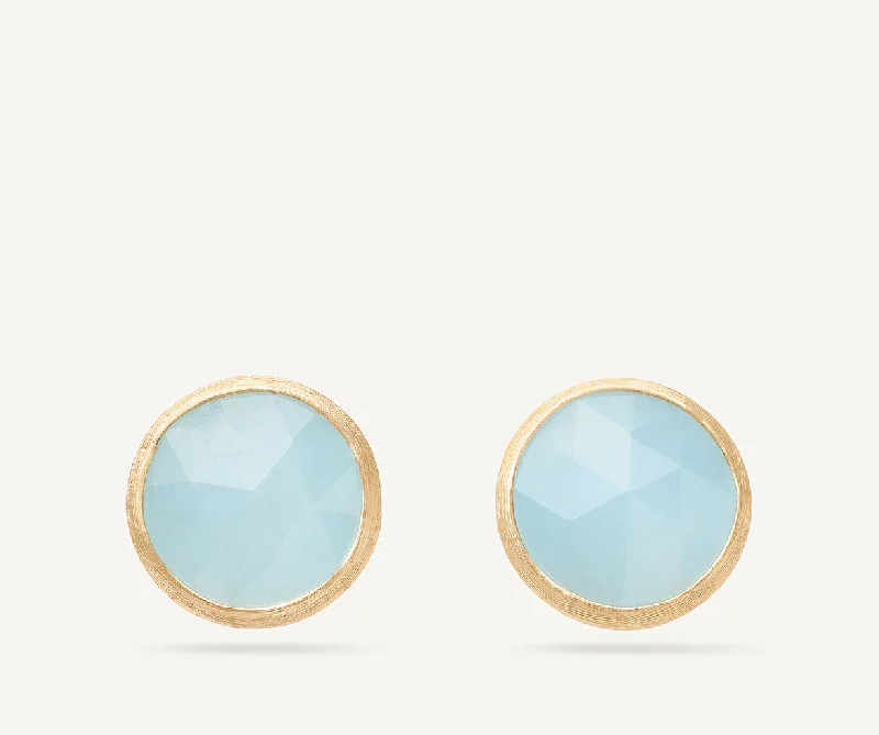 18K Yellow Gold Aquamarine Medium Stud Earrings