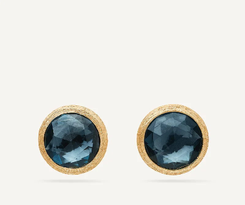 18K Yellow Gold London Blue Topaz Stud Earrings