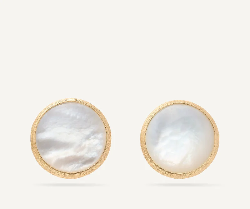 18K Yellow Gold Mother of Pearl Medium Stud Earrings