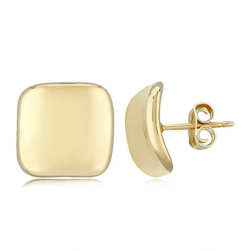 14K Yellow Gold 10mm Inverted Square Stud Earrings