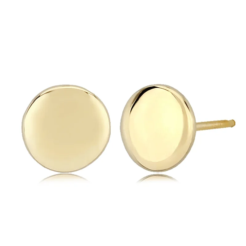 14KG 8mm Flat Round Stud Earrings