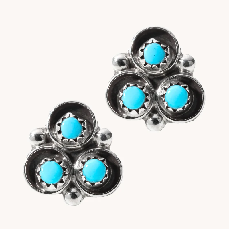 3-Stone Shadowbox Stud Earrings