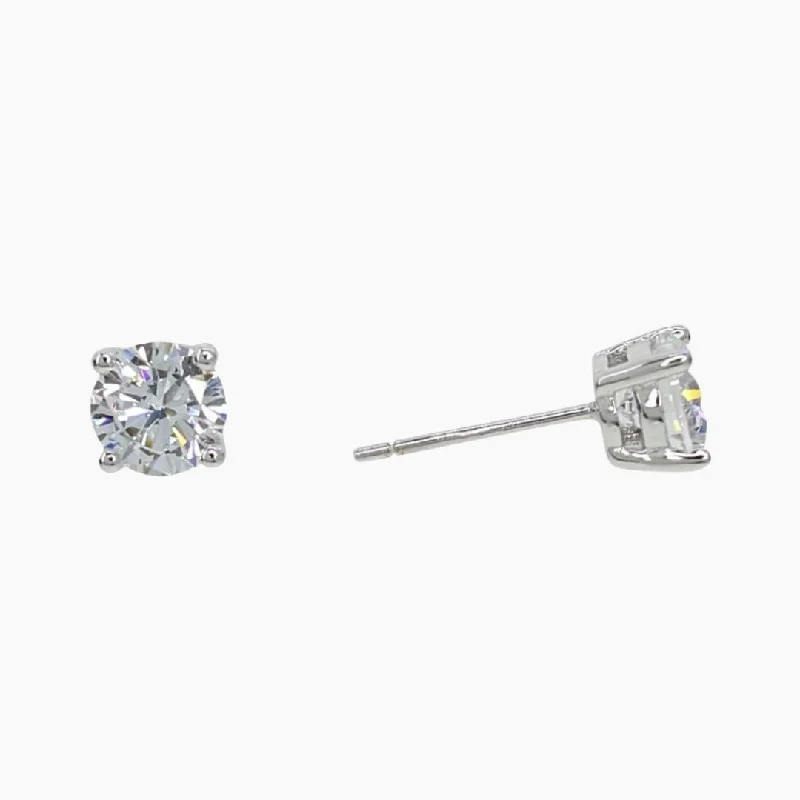 .75 Carat (each) Brilliant CZ Round Stud Earrings in Sterling Silver