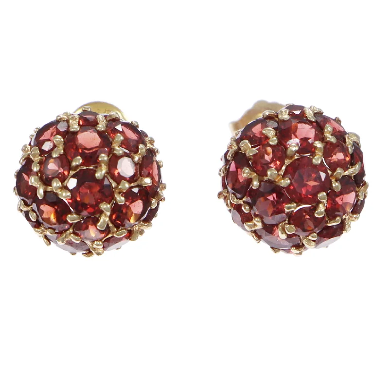 8ctw Round Rhodolite Garnet Cluster Stud Earrings Solid 14k Yellow Gold 6.2g