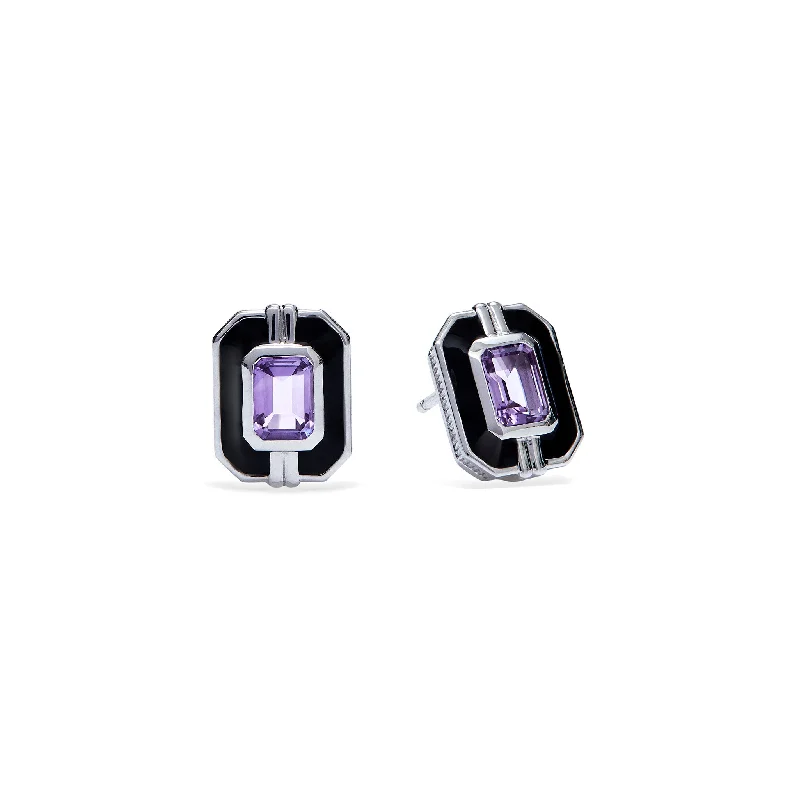 Adrienne Stud Earrings with Enamel and Amethyst