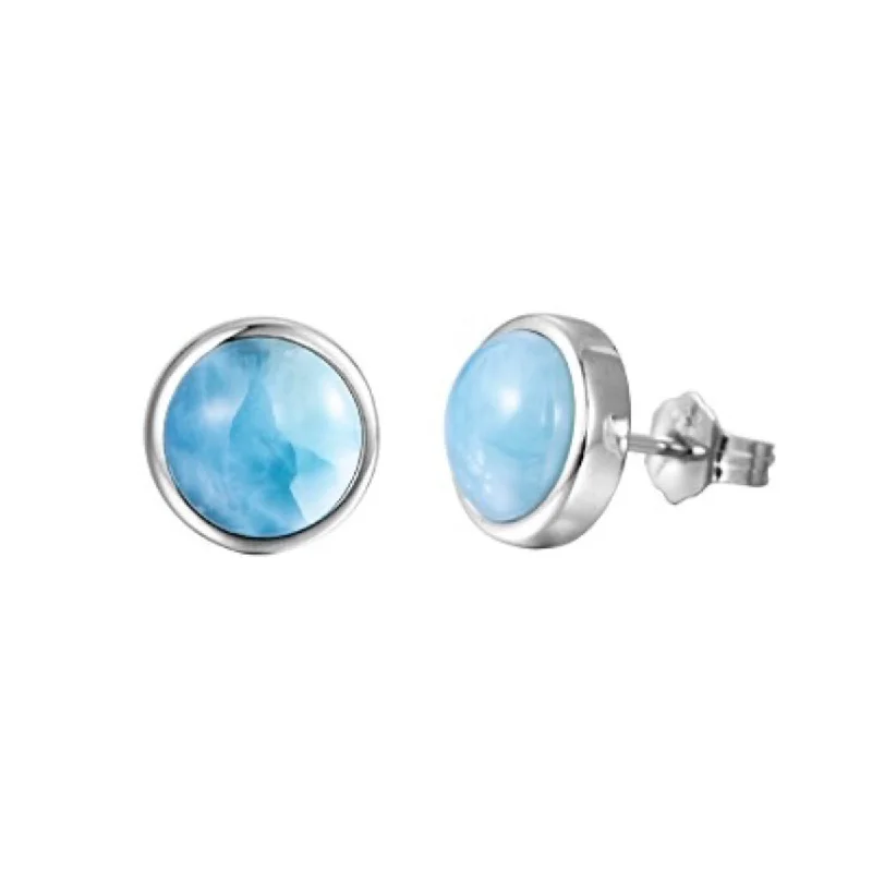 Alamea Larimar Stud Earrings in Sterling Silver (10mm)