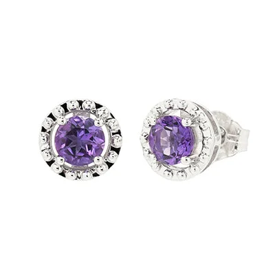 Amethyst Stud Earrings in 10kt White Gold