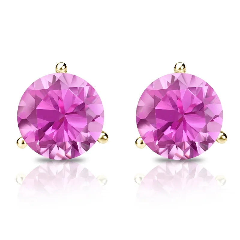 Auriya 14k Gold 1/4ctw Solitaire Pink Sapphire Gemstone Stud Earrings Martini-set