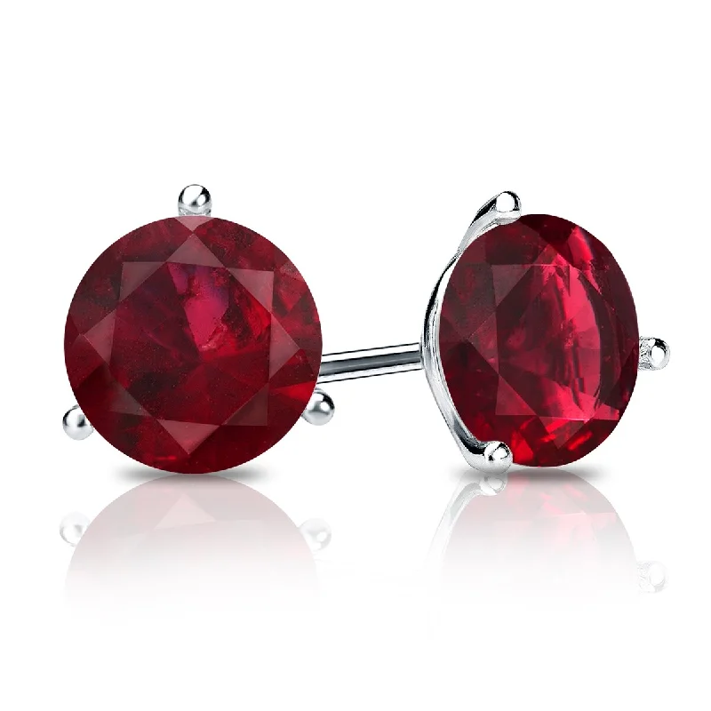 Auriya 14k Gold 1ctw Solitaire Ruby Gemstone Stud Earrings Martini-set