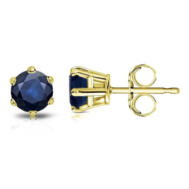 Auriya 14k Gold Round Sapphire Solitaire Stud Earrings 3/4ct TGW 6-Prong