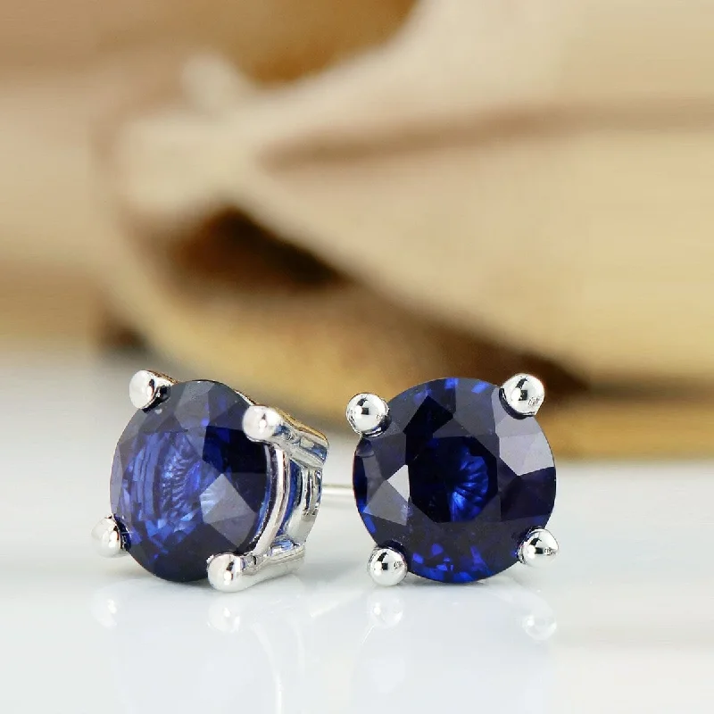 Auriya 14k Gold Round Sapphire Stud Earrings 1ctw