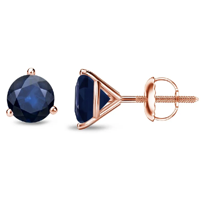 Auriya 14k Gold Round Sapphire Stud Earrings 1ctw Martini-set