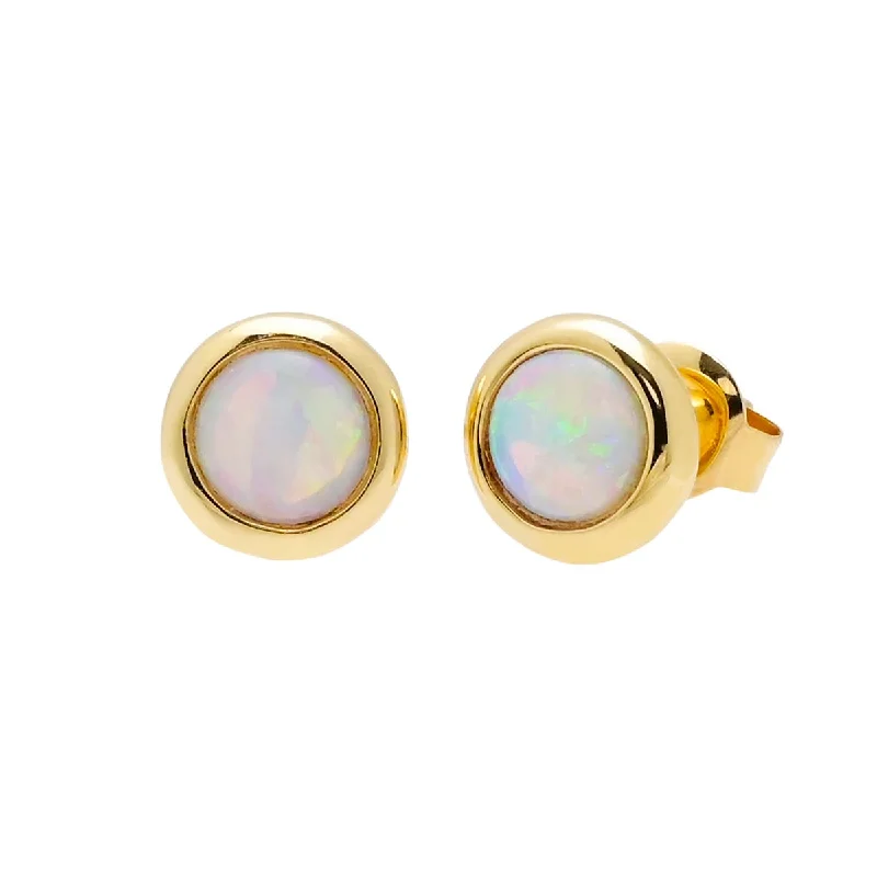 Parlé Australian Opal Bezel Stud Earrings in 14kt Yellow Gold