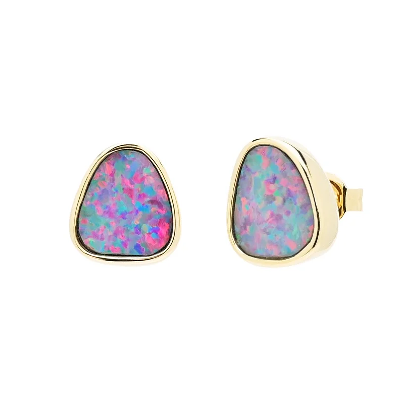 Parlé Australian Opal Doublet Stud Earrings in 14kt Yellow Gold