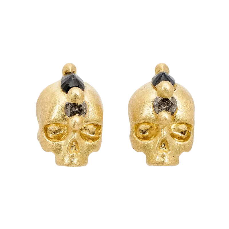 Black Island Of Idols Skull Stud Earrings - 11561