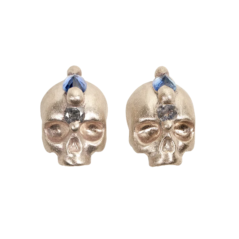 Blue Island Of Idols Skull Stud Earrings in White - 11649