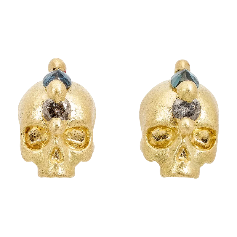 Blue Island Of Idols Skull Stud Earrings - 11563