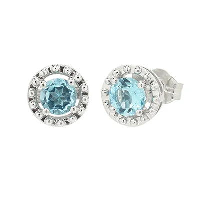 Blue Topaz Stud Earrings in 10kt White Gold