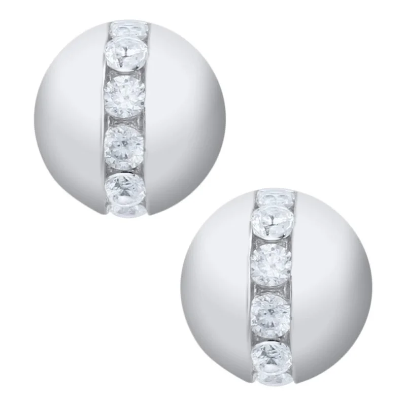 Cape Cod Cubic Zirconia Bead Stud Earrings in Sterling Silver