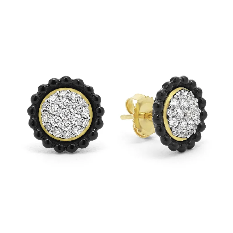 Studio 18K Gold Onyx and Diamond Stud Earrings