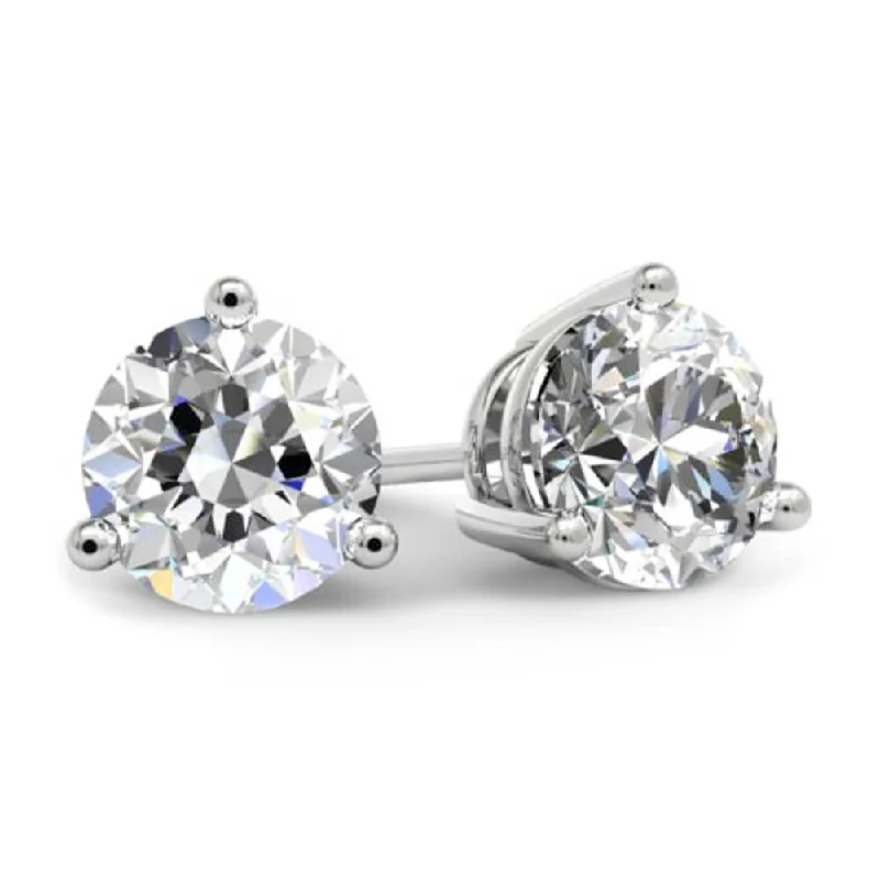 GIA Certified Diamond Stud Earrings - Three-Prong Setting