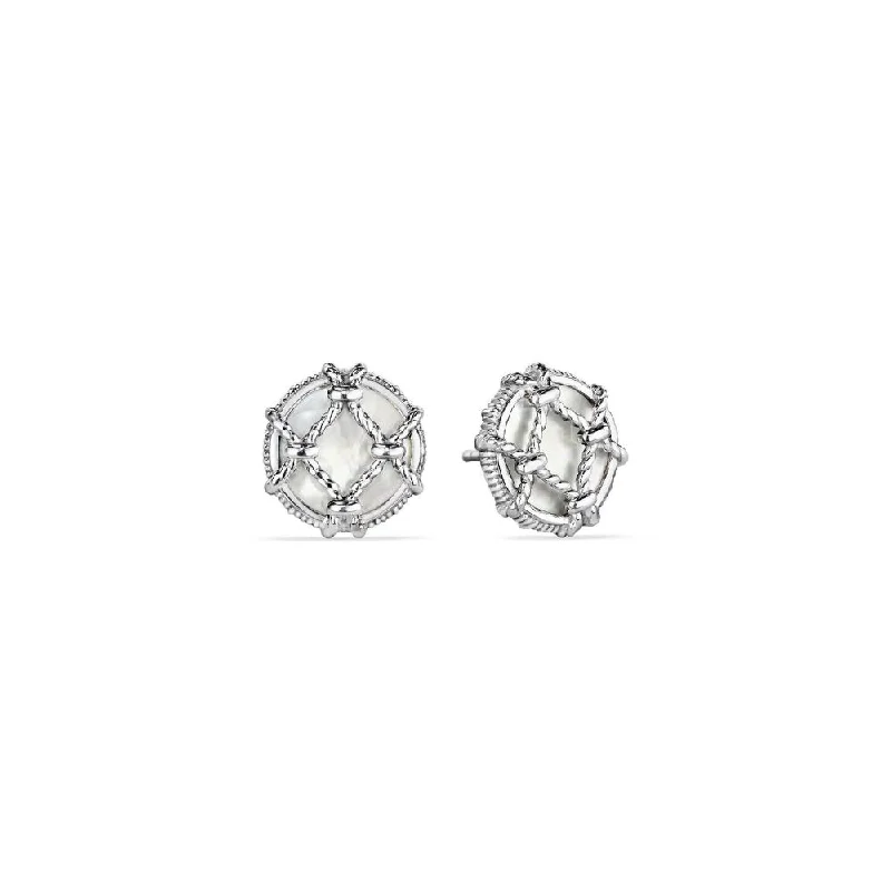 SS Judith Ripka Isola Stud Earrings With Mother Of Pearl