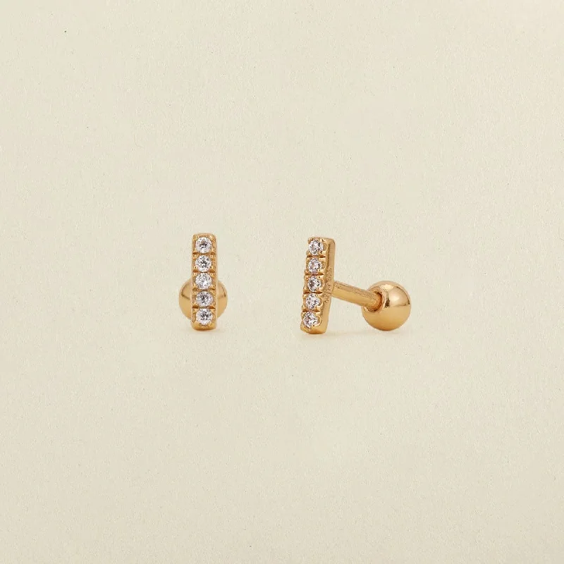 CZ Mini Bar Stud Earrings