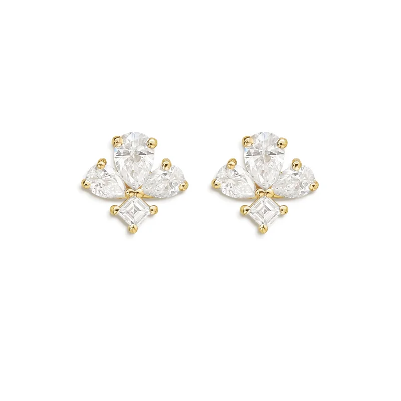 Deco Petal Diamond Stud Earrings