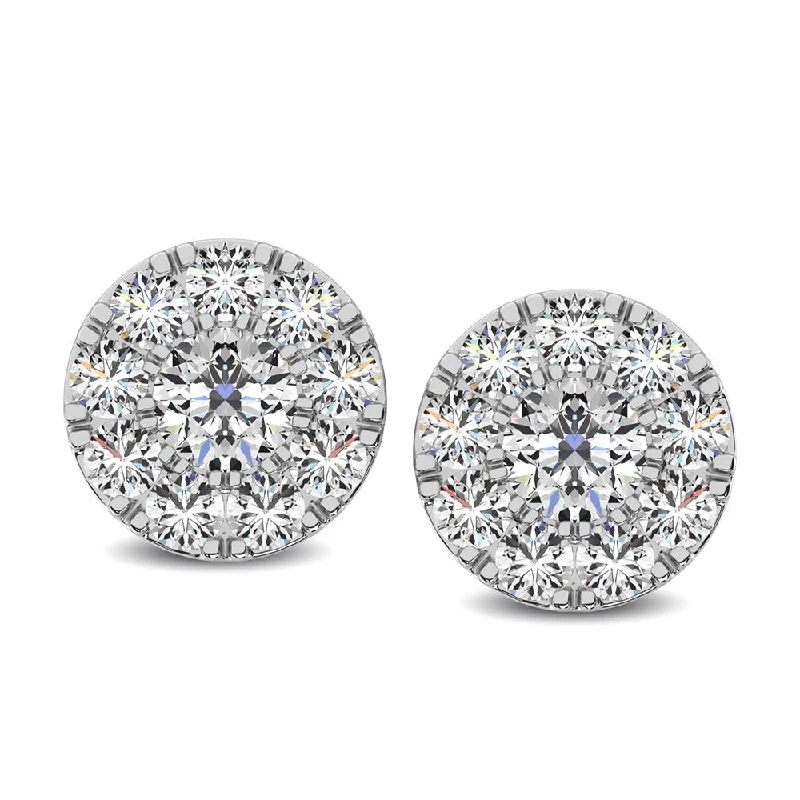 Diamond 1/4 Ct.Tw. Round Frame Stud Earrings