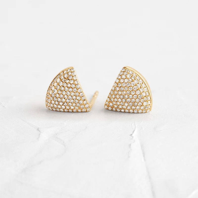 Diamond Solid Chevron Stud Earrings - In Stock