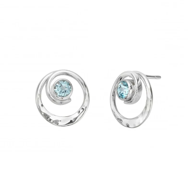 E.L. Designs Blue Topaz Posy Stud Earrings in Sterling Silver