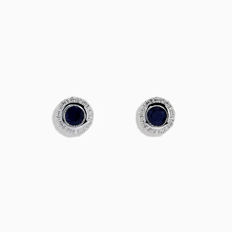 925 Sterling Silver Blue Sapphire Stud Earrings